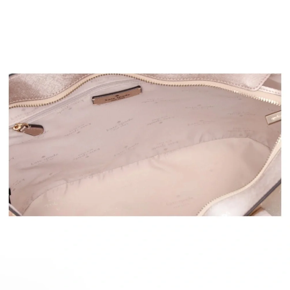 Kate Spade Glimmer Large Top Zip Tote Shoulder Bag Gold Glitter Holiday_4